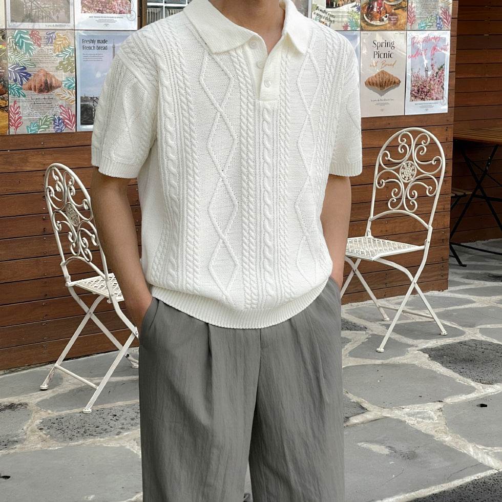 Buycenter Men's Loose Lapels T-shirt Sweater - Summer Short Sleeve Shirt - Buy Center