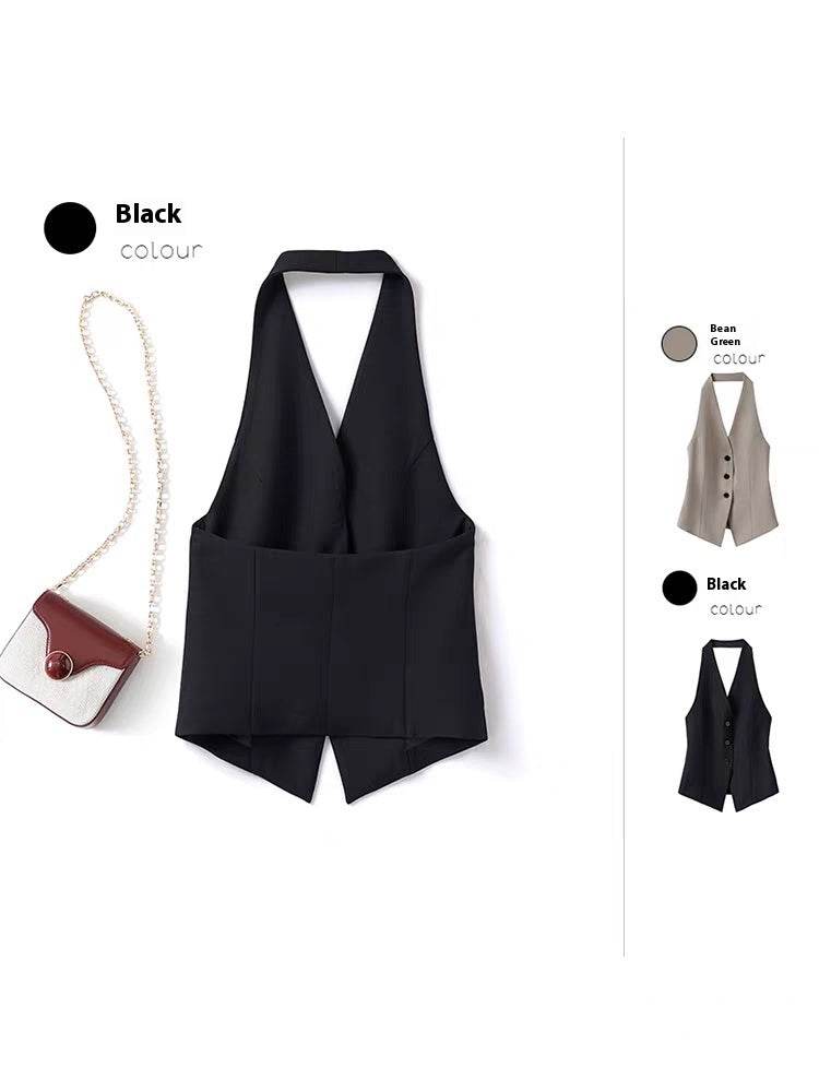 Women's Halter Suit Vest - Sleeveless Style for Modern Commute Fashion - Buy Center