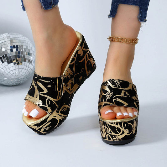 Stylish Round Toe Wedge Slippers - Comfortable & Trendy Women's Footwear - Buy Center