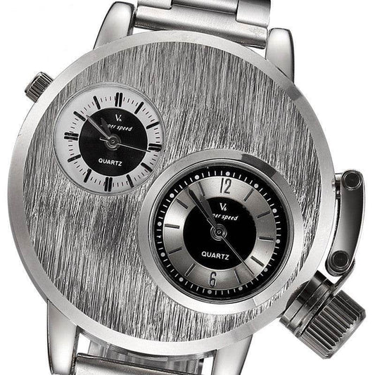 Buycenter Large Double-Movement Quartz Watch for Men - Stainless Steel - Buy Center