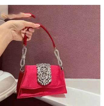 Bow Diamond Silk Satin Flap Bag - Elegant Clutch for All Occasions - Buy Center