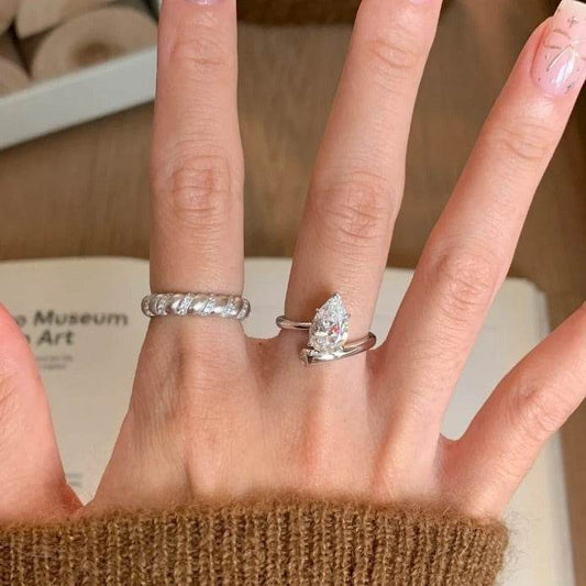 High-Grade Retro Copper Open Ring - Stylish Drop-Shaped Design for Women - Buy Center