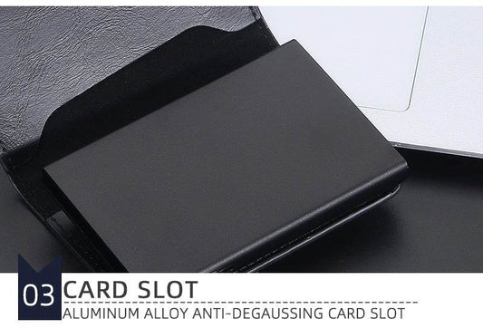 Crazy Horse Leather Card Clamp Wallet - Stylish & Anti-Degaussing for Men - Buy Center