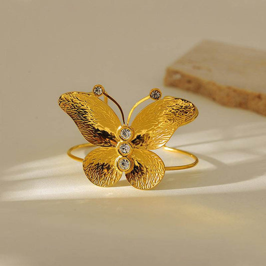 Buycenter Exaggerated Butterfly Leaf Bracelet - Stunning Inlaid Zircon Design - Buy Center