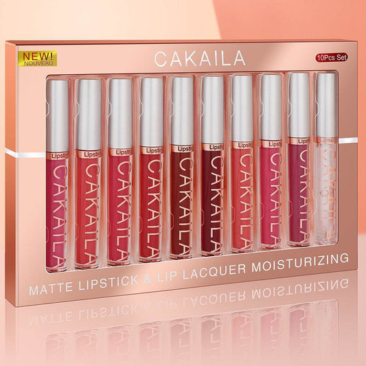Pack of 10 Waterproof Matte Lip Gloss - Long-Lasting Color, Smooth Texture - Buy Center