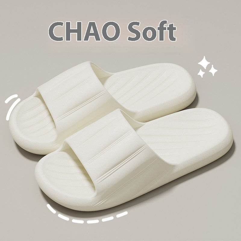 Fashion Solid Color Striped Slippers - Non-slip Thick Bottom for Couples - Buy Center