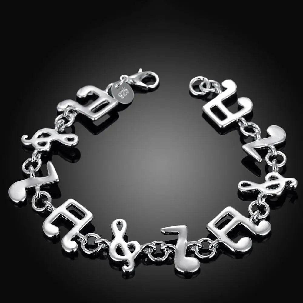 Exquisite Silver Music Note Bracelet - Elegant Jewelry for Music Lovers - Buy Center