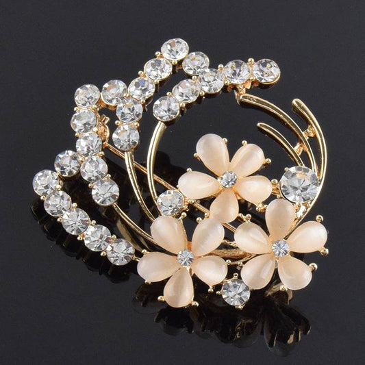 High-End Flower Corsage Opal Vintage Brooch - Elegant Wedding Accessory - Buy Center