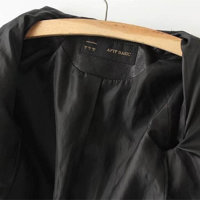 Buycenter Fashion Rivet Flower Embroidered PU Leather Jacket - Stylish & Trendy - Buy Center