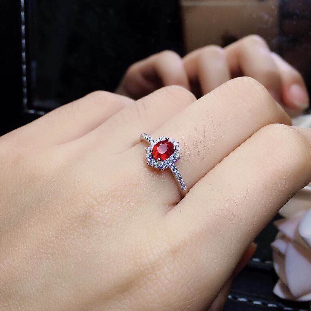 Buycenter Burmese Ruby Jewelry Set - Elegant Silver Necklace, Ring & Earrings - Buy Center