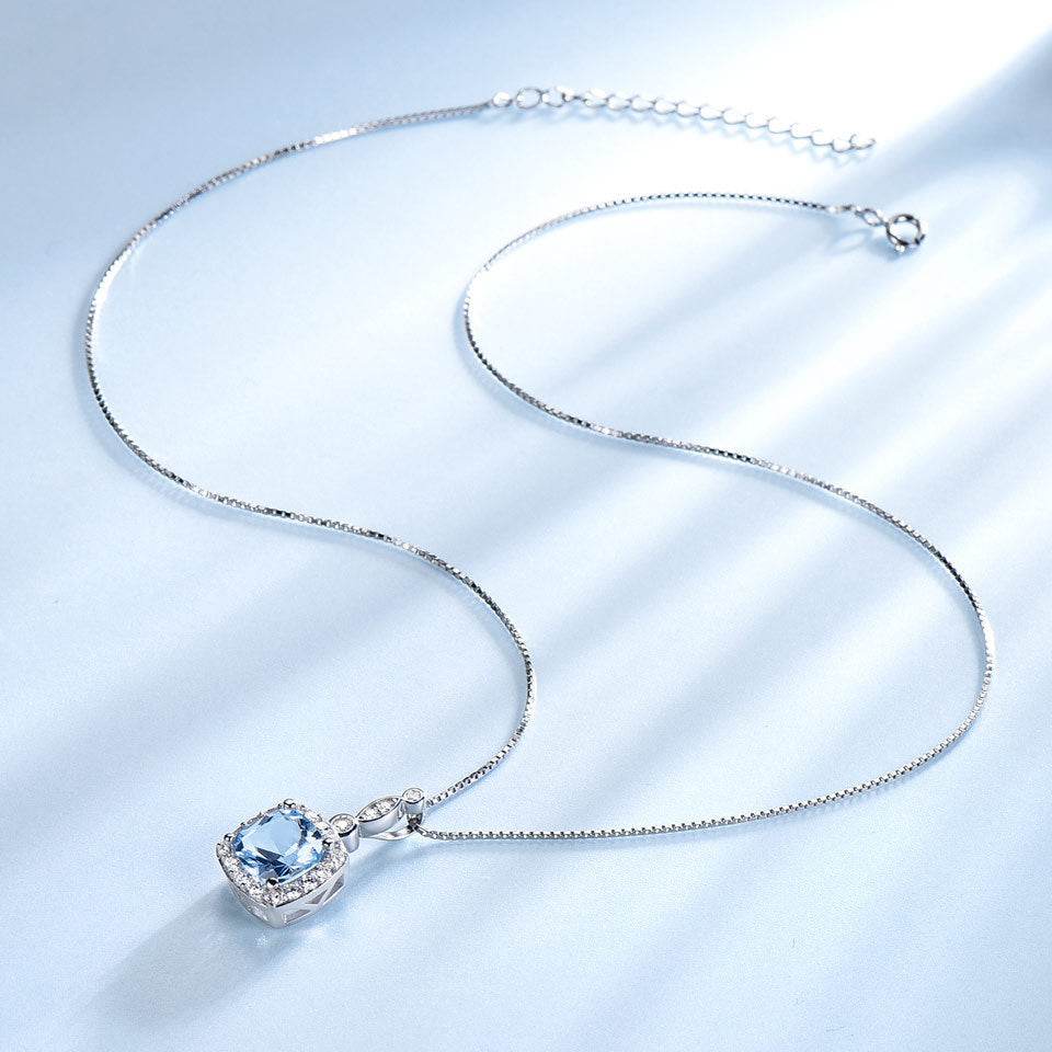 925 Sterling Silver Necklace Set - Elegant Sky Blue Topaz Gift Collection - Buy Center