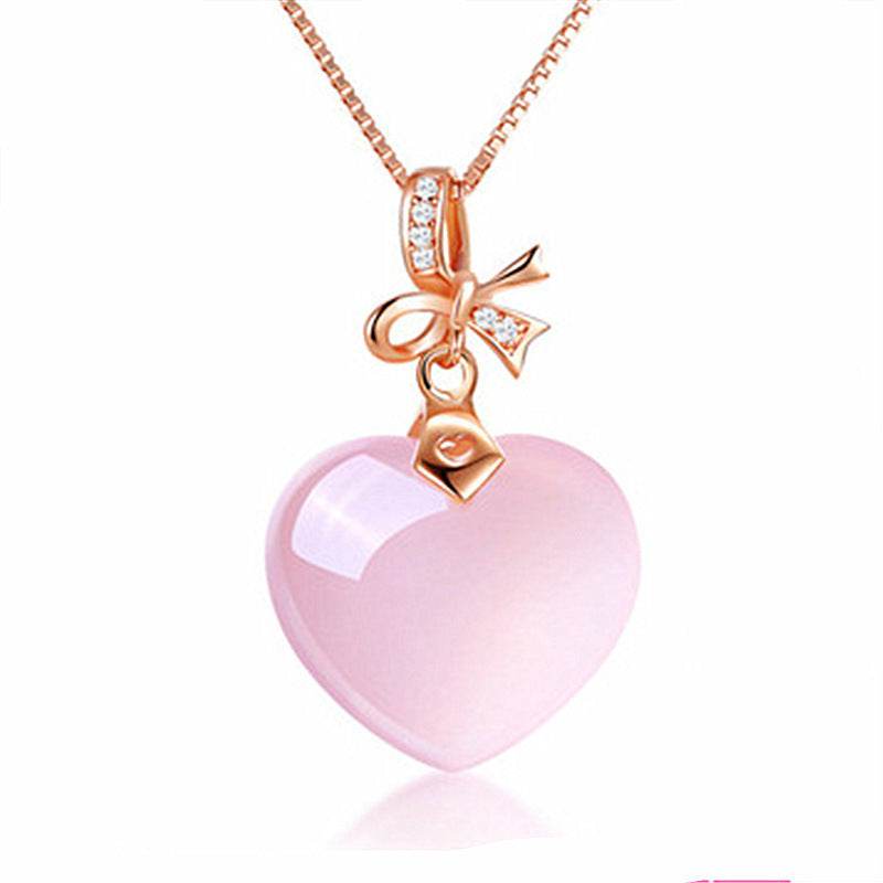 Buy Center Heart-Shaped Pendant Necklace - Rose Gold & White Gold Options - Buy Center