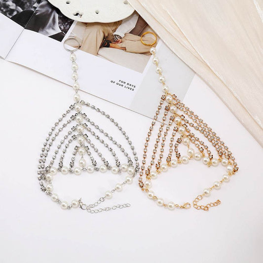 Luxurious Beach Foot Ornaments - Diamond Claw & Pearl Tassel Jewelry - Buy Center