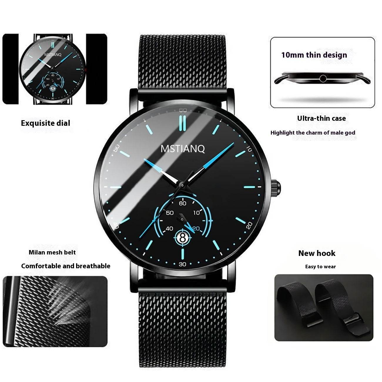 Trade Watch Stylish Black Technology Belt - Refined Steel Design, Trendy Look - Buy Center