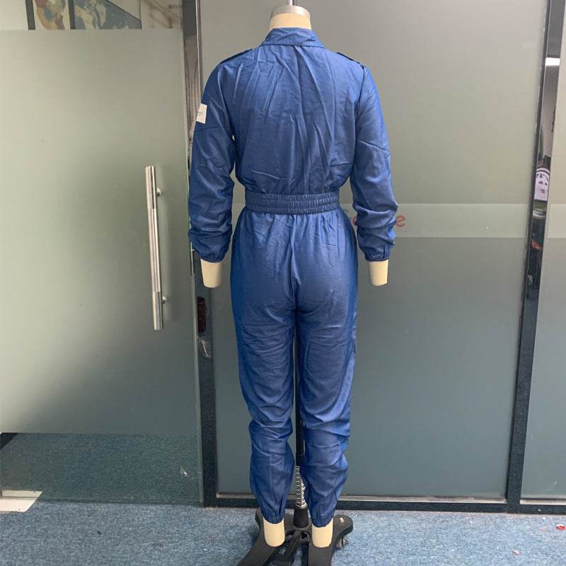 Buycenter Long Sleeve Belt Waist Jumpsuit - Stylish Overall Suit Pants - Buy Center