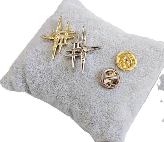 Buy Center Retro Camellia Zircon Brooch - Metallic Star Design Accessory - Buy Center