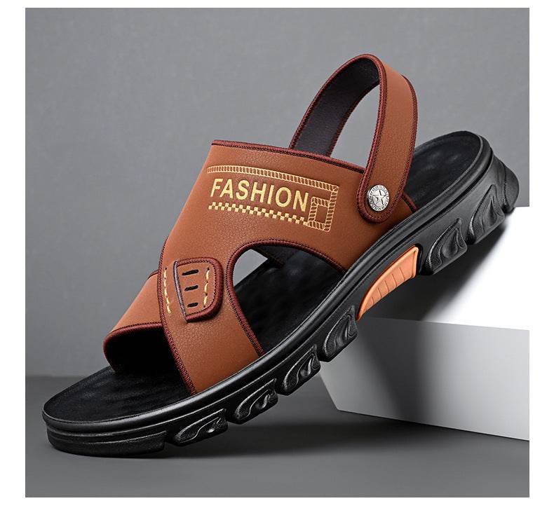 Men's Summer Cowhide Sandals - Breathable Open Toe Casual Footwear - Buy Center