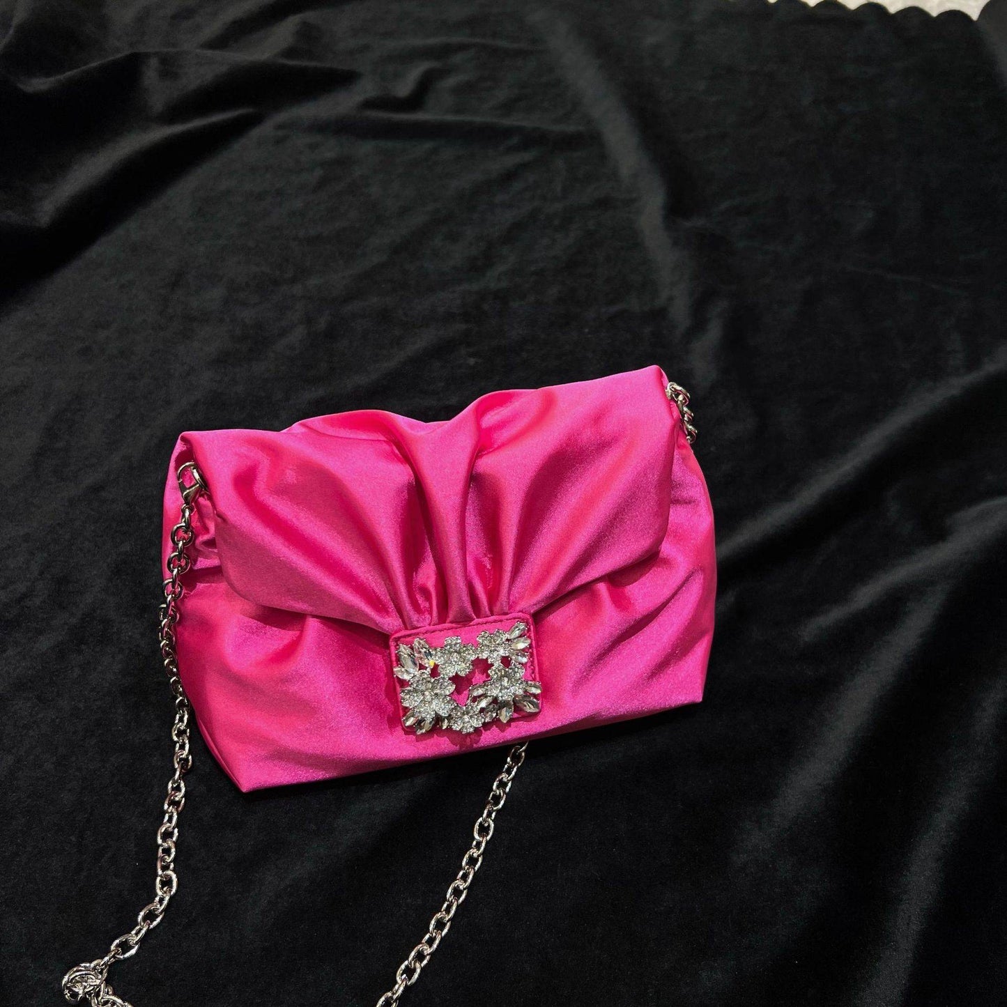 Vintage Crumpled Silk Diamond Small Square Bag - Elegant Evening Accessory - Buy Center