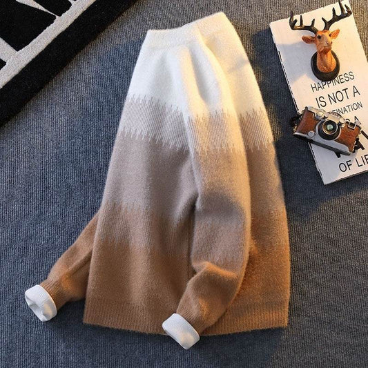 Men's Casual Loose Pullover Sweater - Warm Rabbit Fur & Trendy Colors - Buy Center