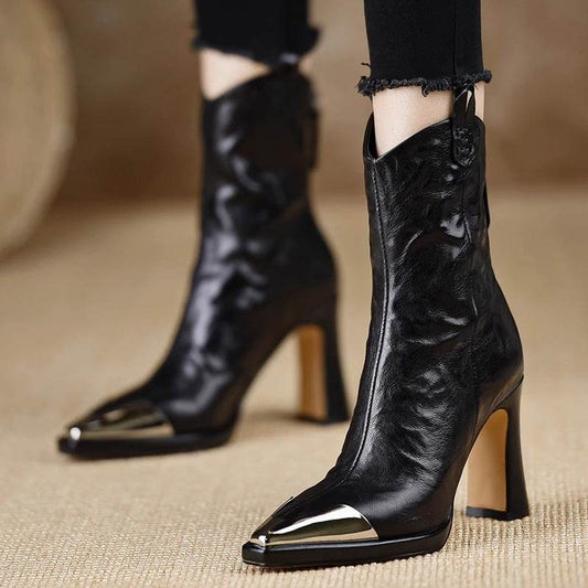 Women's Plus Size Retro Mid-Calf Boots - Pointed Toe & Chic High Heels - Buy Center
