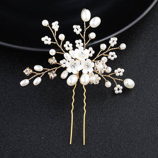 Elegant Pearl Rhinestone Wedding Hairpin - Timeless Bridal Accessory - Buy Center