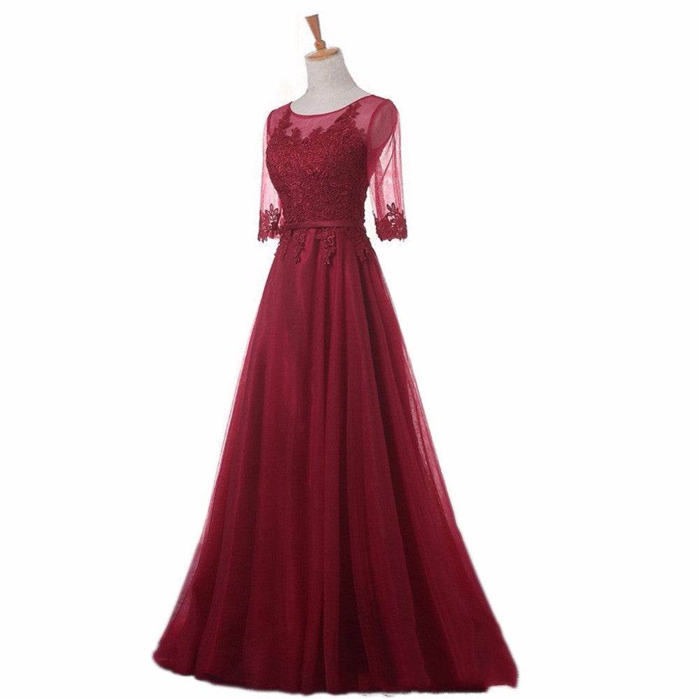 Buycenter Elegant Red Evening Dress - Long Slim Korean Style for Parties - Buy Center