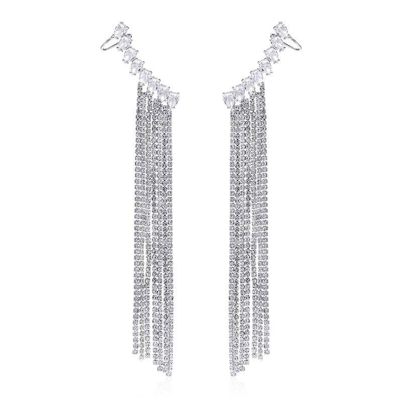 Exaggerated Tassel Zircon Earrings - Elegant Drop Shape Fashion Jewelry - Buy Center