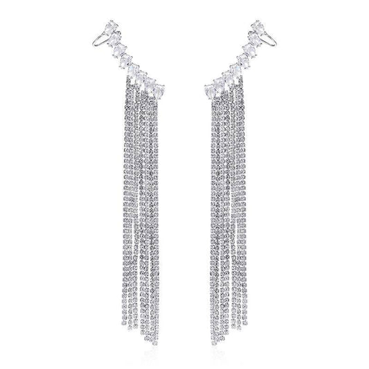 Exaggerated Tassel Zircon Earrings - Elegant Drop Shape Fashion Jewelry - Buy Center