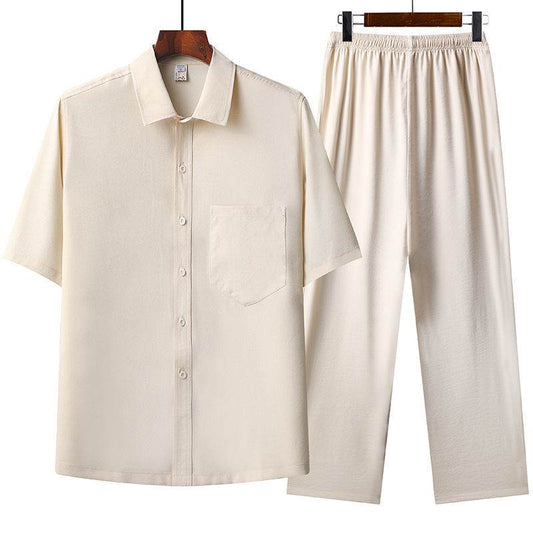 Summer Ice Cotton Pajama Set - Comfortable Short-Sleeves for Warm Nights - Buy Center