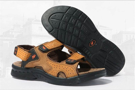 Buycenter Men's Leather Sandals - Breathable Casual Outdoor Shoes - Buy Center