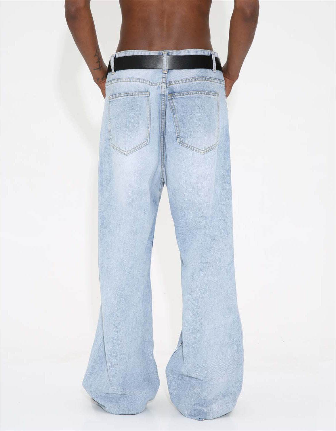Buycenter Light Blue Frayed Hem Jeans - Loose Fit Denim for Casual Style - Buy Center