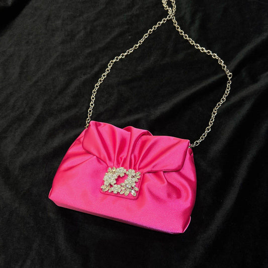Vintage Crumpled Silk Diamond Small Square Bag - Elegant Evening Accessory - Buy Center