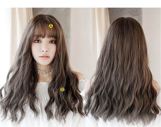 Corn Long Curly Hair Wig - 50CM High Temperature Fiber, Cold Brown - Buy Center