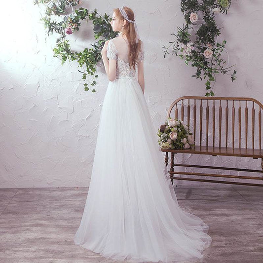 Bride Sen Simple Mesh Wedding Dress - Elegant Small Tail Skirt - Buy Center