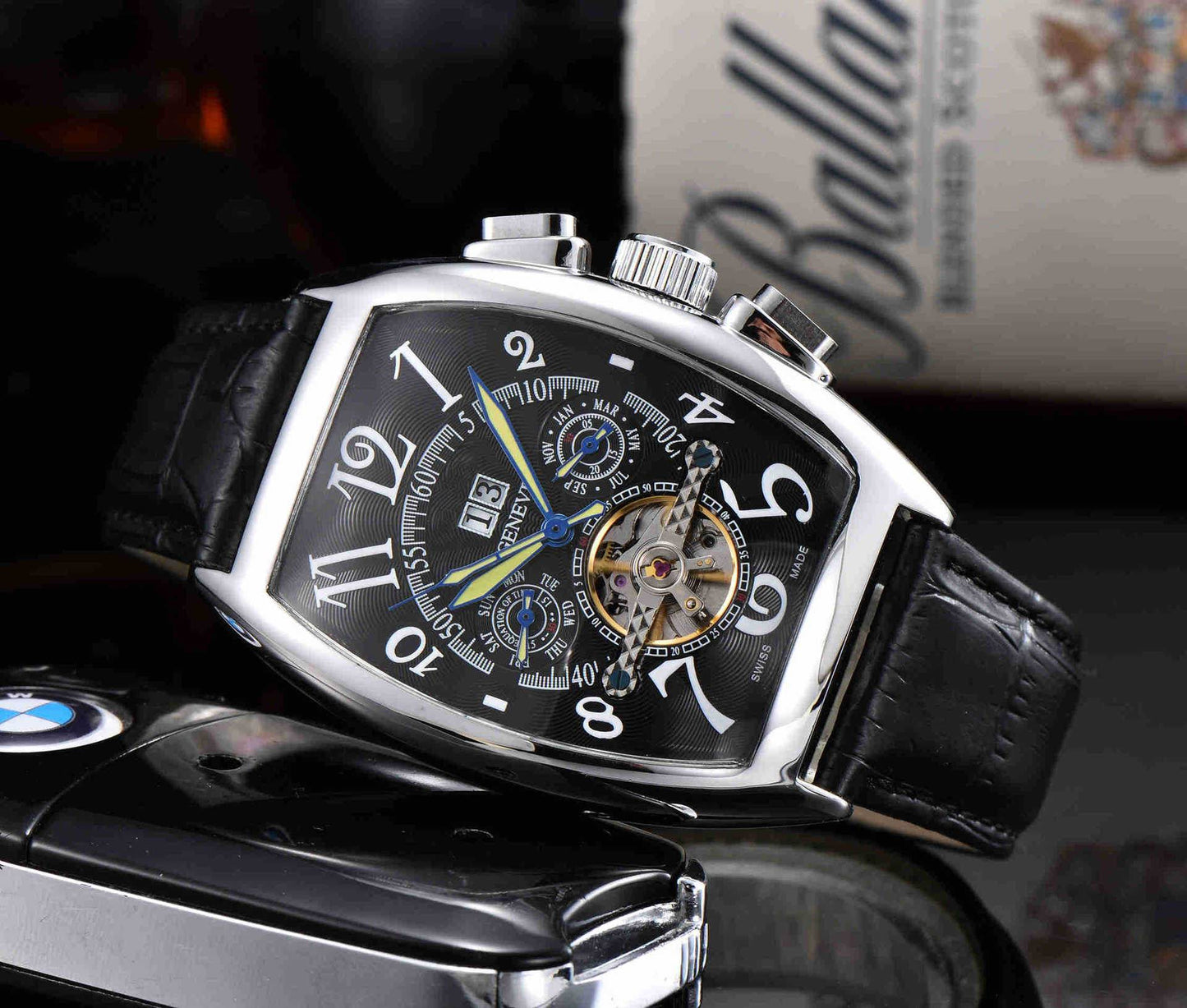 Buy Center Men's Mechanical Business Watch - Wooden Barrel, Sapphire Crystal - Buy Center