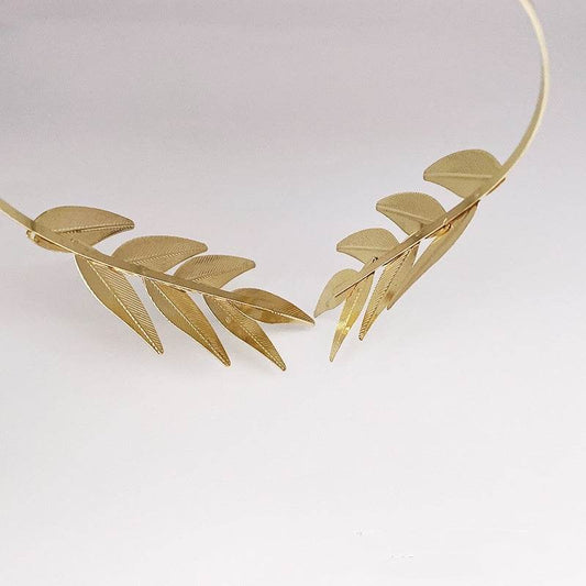 Bride Leaves Metal Headband - Elegant Gold Floral Design for Weddings - Buy Center