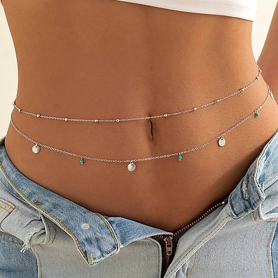Buy Center Transparent Rhinestone Waist Chain - Stylish Body Jewelry - Buy Center