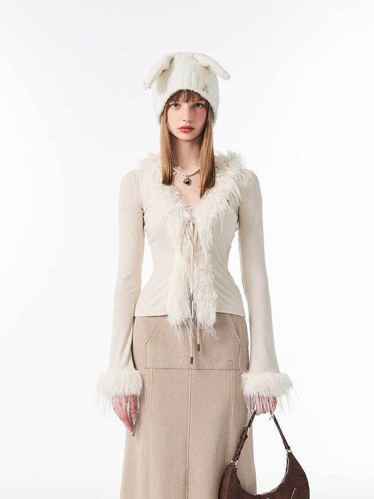 V-neck Lace Up Cardigan - Stylish Woolen Sweater for Trendy Layers - Buy Center