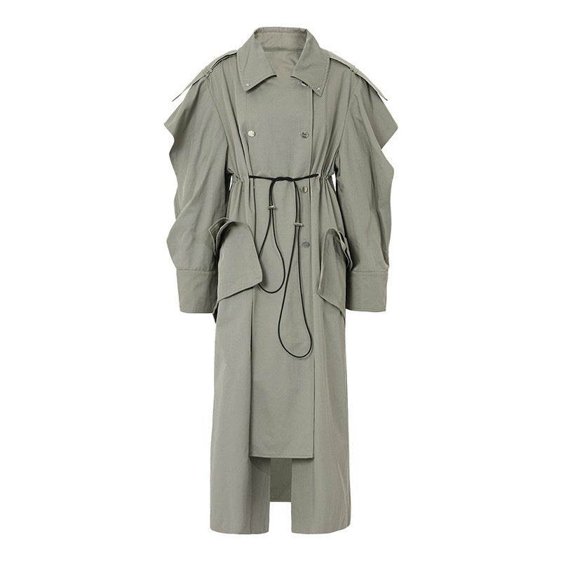 Trendy Women's Elastic Waisted Trench Coat - Autumn Street Style 2025 - Buy Center