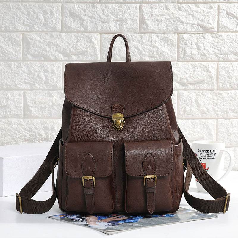 Women's Vintage Cowhide Backpack - Durable Fashion Accessory in Black/Brown - Buy Center
