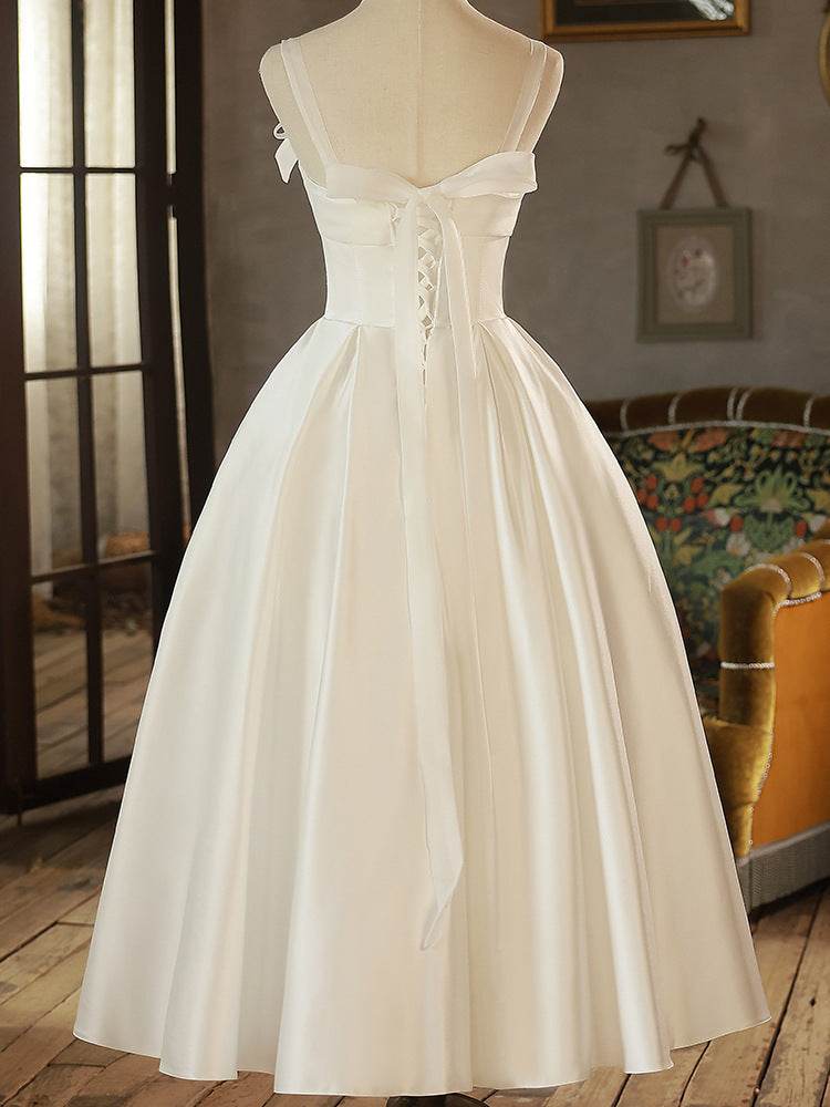 Buycenter White Satin Mori Dress - Elegant Sleeveless Evening Wear - Buy Center