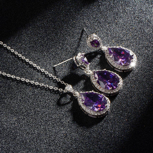 Elegant Zircon Water Drops Necklace & Earring Set - Bridal Jewelry 2025 - Buy Center