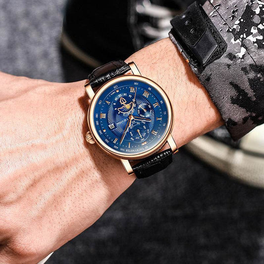 Automatic Mechanical Men's Tourbillon Watch - Premium Leather & Glass - Buy Center