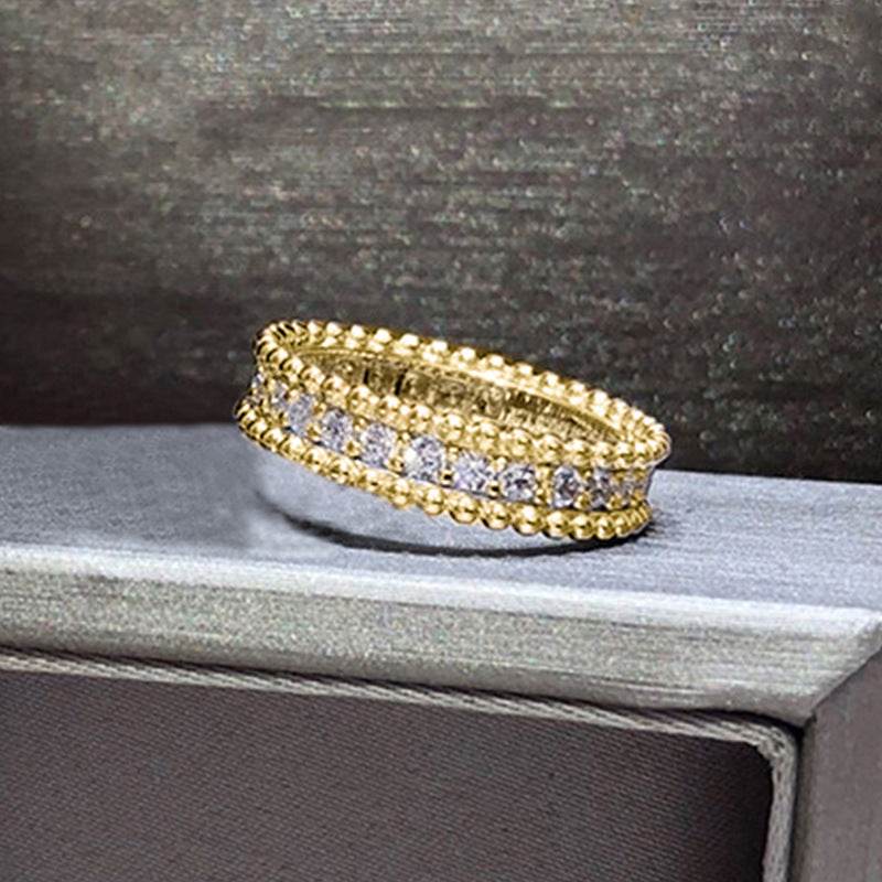 Shiny Full Diamond Geometric Ring - Elegant Copper Jewelry for Women - Buy Center