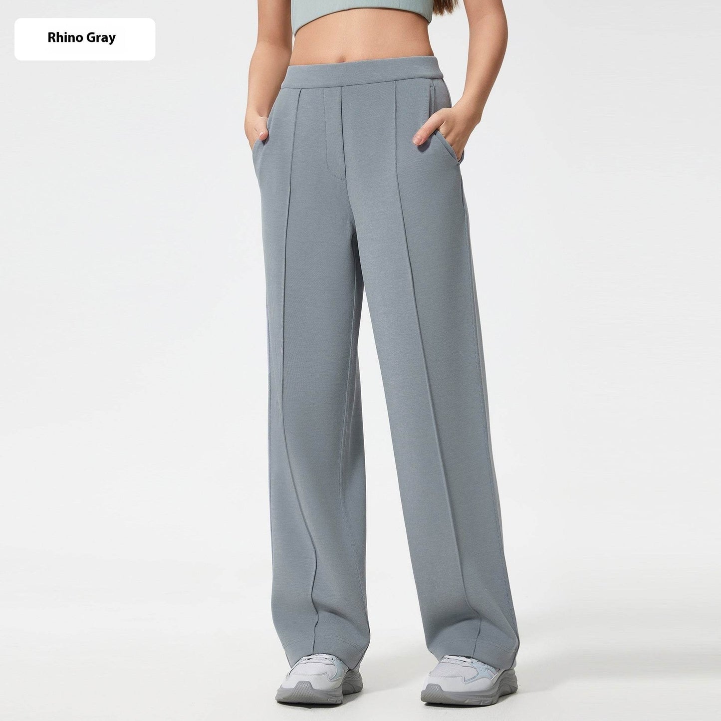 Buycenter Loose Drooping Slimming Straight Pants - Mid Waist, Soft Cotton Blend - Buy Center