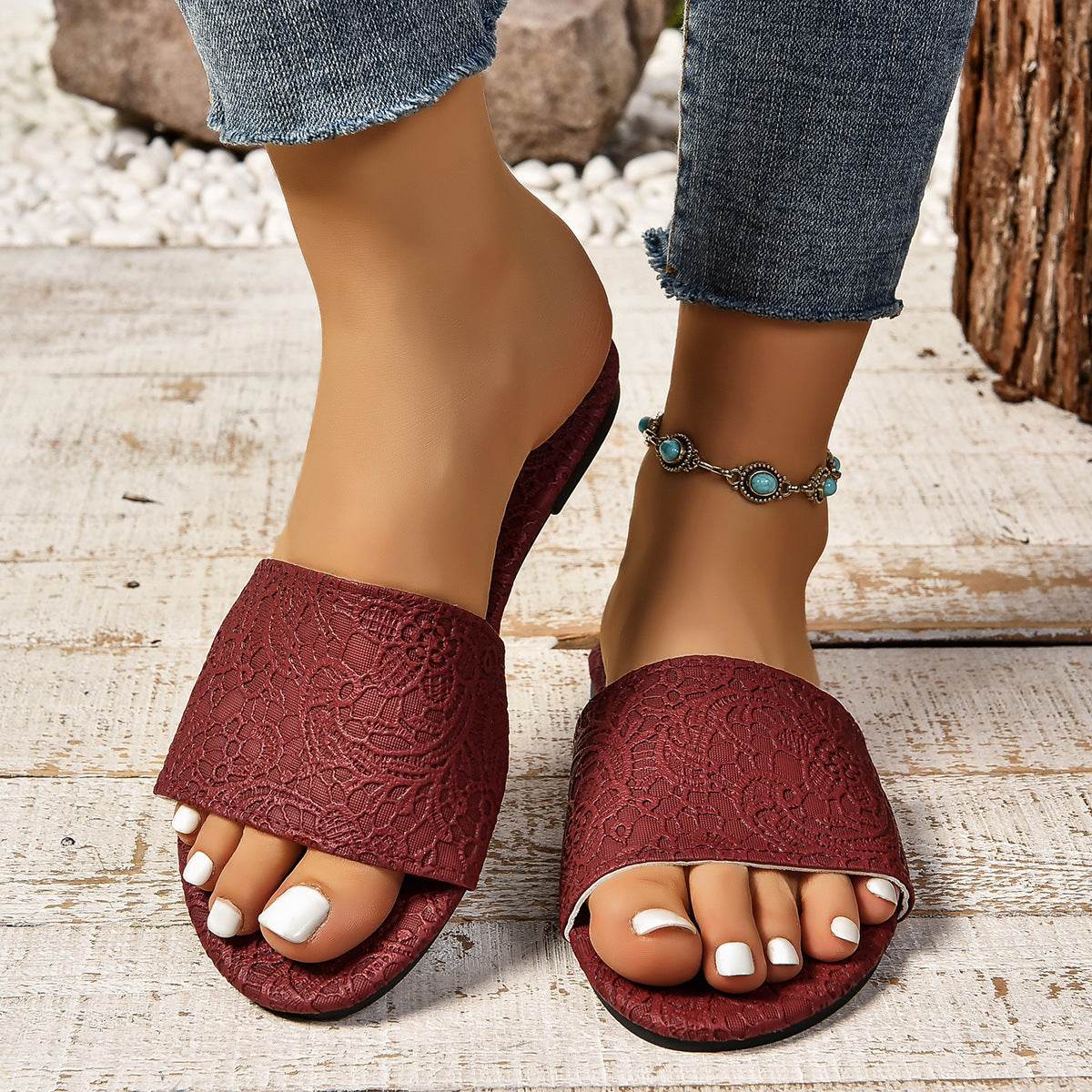 Buycenter Retro Flat Sandals for Women - Summer Non-slip Beach Slippers - Buy Center