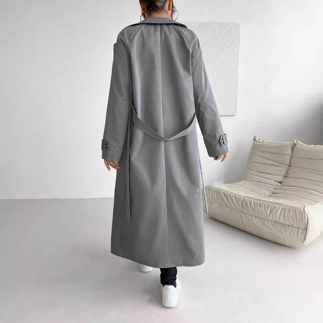 Temperament Leisure Double Breasted Coat - Elegant Gray Trench for Women - Buy Center