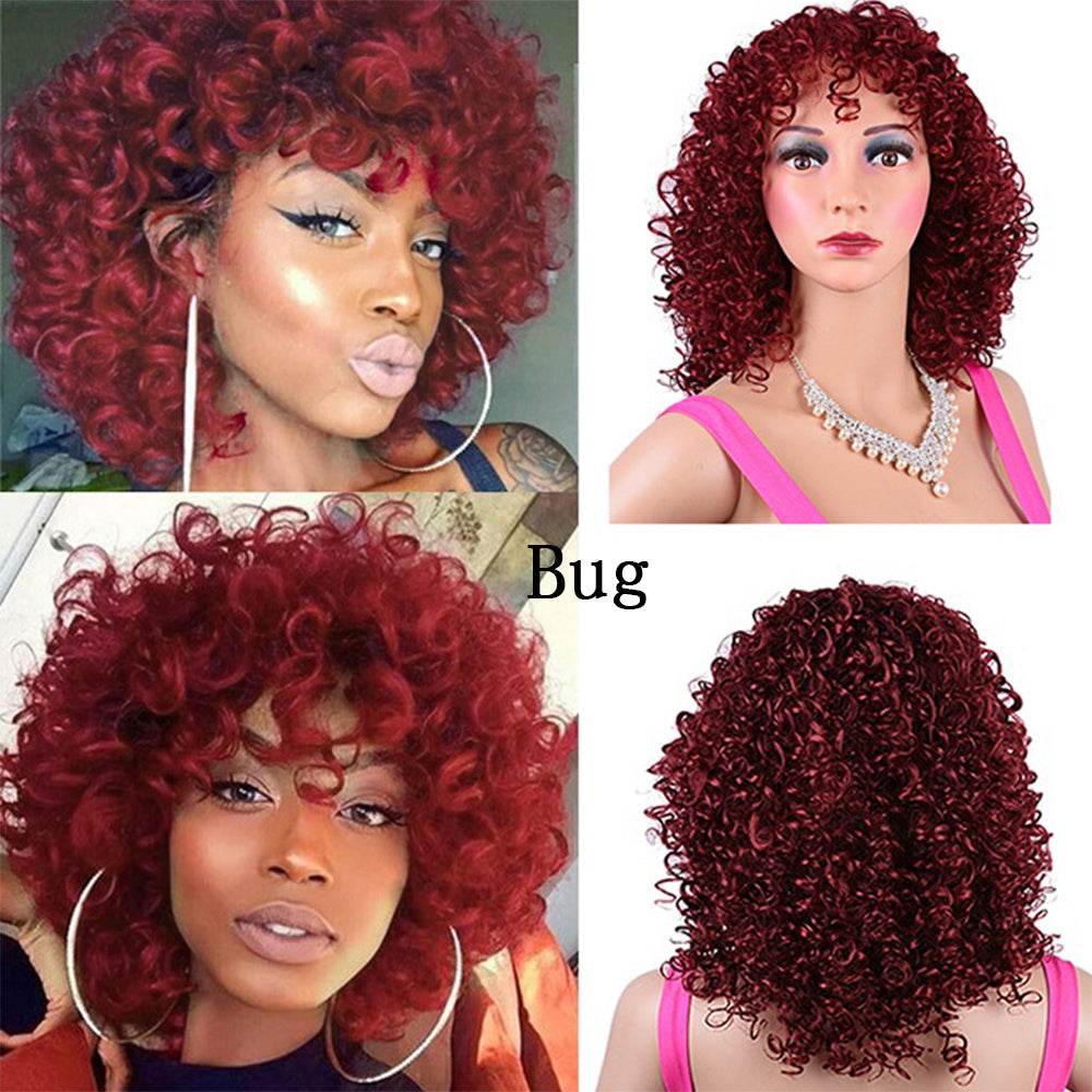 Synthetic Afro Curly Wig for Black Women - High Temp Silk, Stylish Bangs - Buy Center