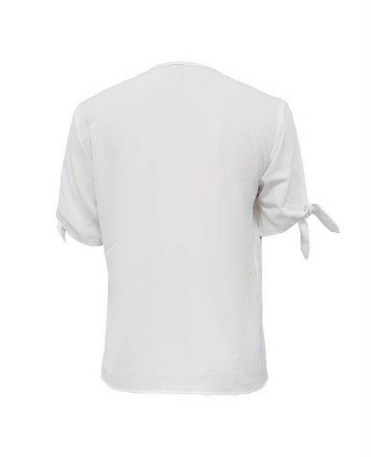 Women's Leopard Print Collar Top - Casual Bow Tie Summer Blouse - Buy Center