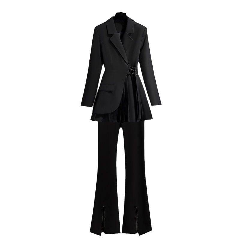 Buycenter Women's Black Suit Jacket - Japanese Casual Pleated Design - Buy Center